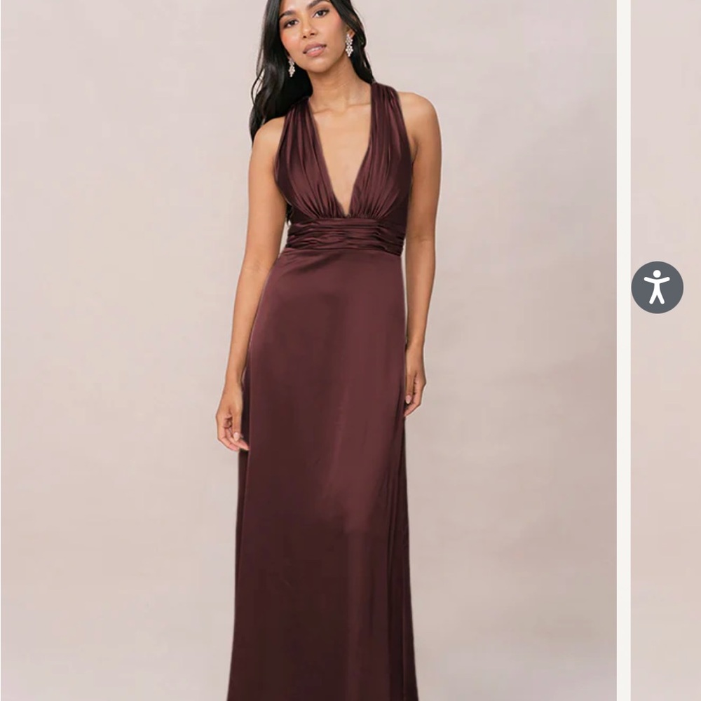 Revelry Dylan Satin Dress in Mahogany size 12 US 4-6